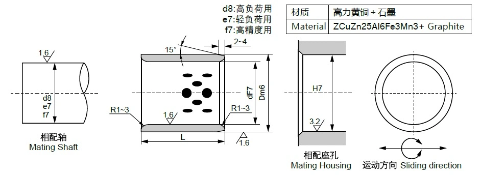 Bronze Bearing Bushing with Solid Lubricating Bearing Bush Bronze Bushing Oilless Bearing